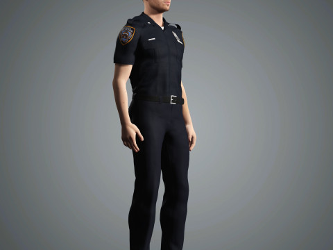Male Police Officer Character Ready for Game and Animation Model 3D
