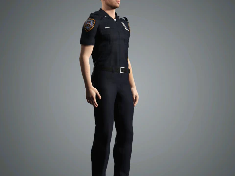 Male Police Officer Character Ready for Game and Animation 3D Model