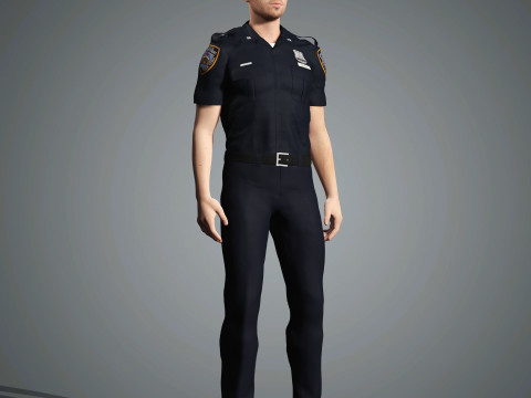 Male Police Officer Character Ready for Game and Animation Model 3D