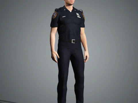 Male Police Officer Character Ready for Game and Animation 3D Model