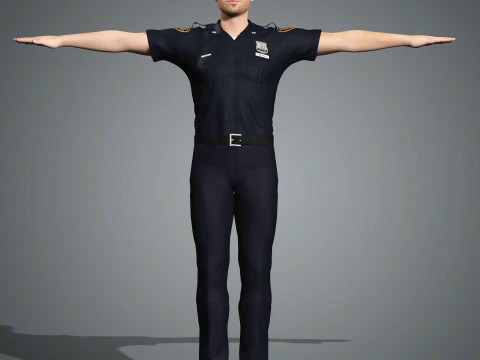 Male Police Officer Character Ready for Game and Animation 3D Model