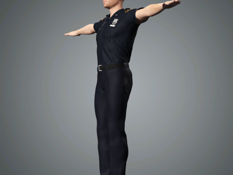 Male Police Officer Character Ready for Game and Animation Model 3D