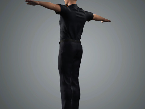 Male Police Officer Character Ready for Game and Animation Model 3D