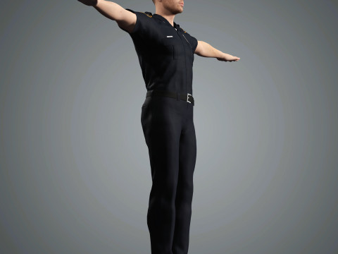 Male Police Officer Character Ready for Game and Animation Model 3D
