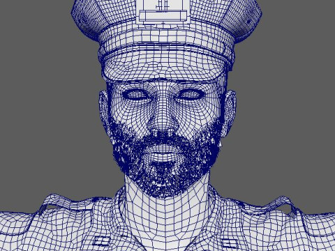 Male Police Officer Character Ready for Game and Animation Model 3D