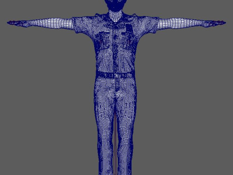 Male Police Officer Character Ready for Game and Animation Model 3D