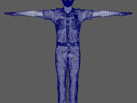 Male Police Officer Character Ready for Game and Animation 3D Model