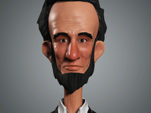 Cartoon Abraham Lincoln Character Ready for Game and Animation 3D Model