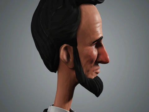 Cartoon Abraham Lincoln Character Ready for Game and Animation 3D Model