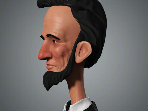 Cartoon Abraham Lincoln Character Ready for Game and Animation 3D Model
