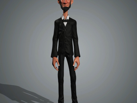 Cartoon Abraham Lincoln Character Ready for Game and Animation Model 3D