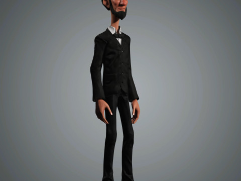 Cartoon Abraham Lincoln Character Ready for Game and Animation Model 3D