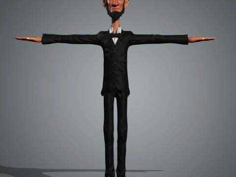 Cartoon Abraham Lincoln Character Ready for Game and Animation Model 3D