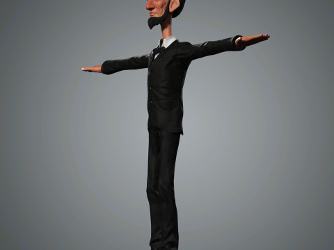 Cartoon Abraham Lincoln Character Ready for Game and Animation Model 3D