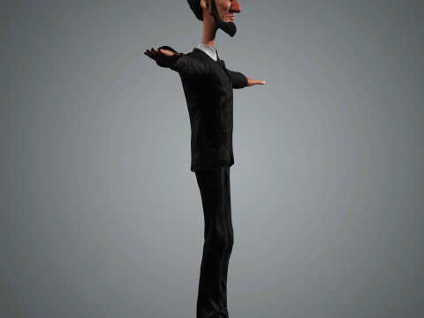 Cartoon Abraham Lincoln Character Ready for Game and Animation Model 3D