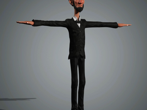 Cartoon Abraham Lincoln Character Ready for Game and Animation Model 3D