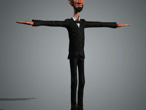 Cartoon Abraham Lincoln Character Ready for Game and Animation 3D Model