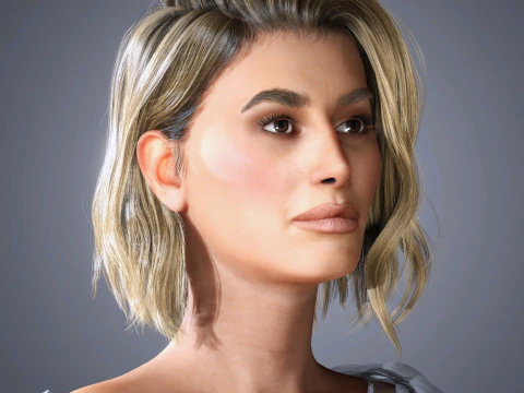 Hailey Bieber Character Low-poly 3D Model
