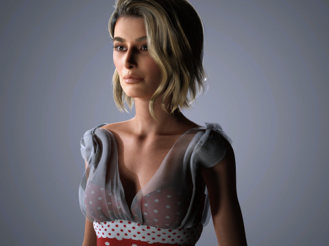 Hailey Bieber Character Low-poly 3Dモデル