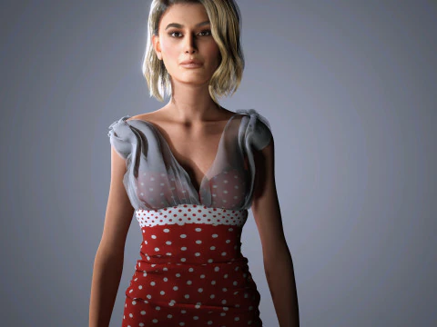 Hailey Bieber Character Low-poly 3D Model