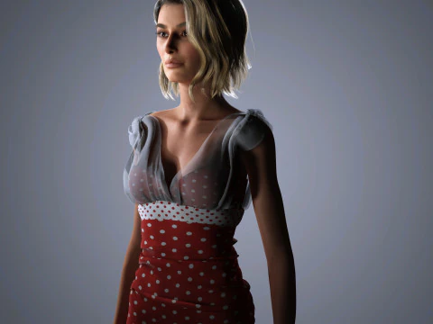 Hailey Bieber Character Low-poly 3D Model