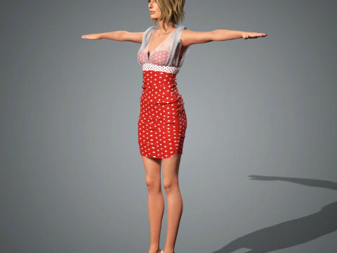 Hailey Bieber Character Low-poly 3D Model