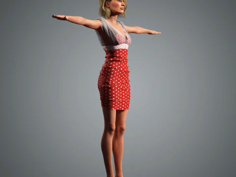 Hailey Bieber Character Low-poly 3D Model