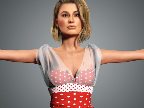 Hailey Bieber Character Low-poly 3Dモデル