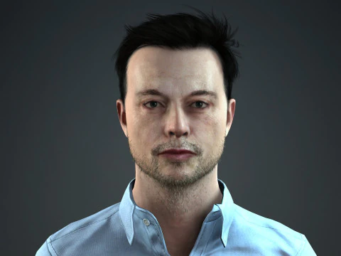 Elon Musk - Hyper Realistic Low-poly 3D Model