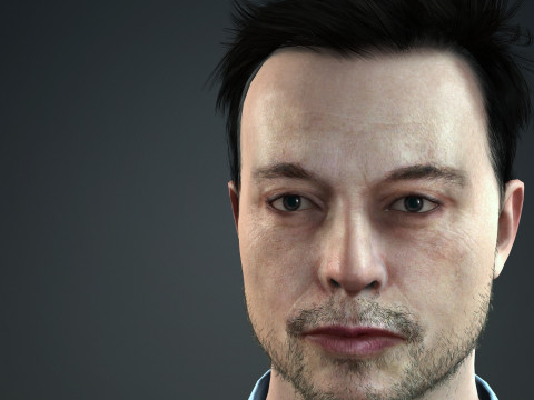 Elon Musk - Hyper Realistic Low-poly 3D Model