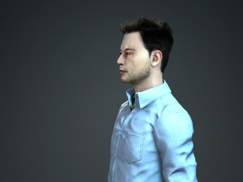 Elon Musk - Hyper Realistic Low-poly 3D Model