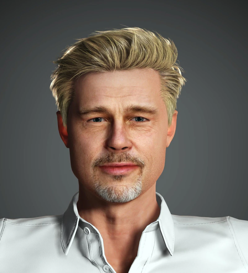 Brad Pitt Low-poly 3D Model .c4d .max .obj .3ds .fbx .stl .blend