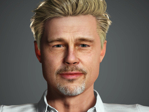 Brad Pitt Low-poly 3D Model