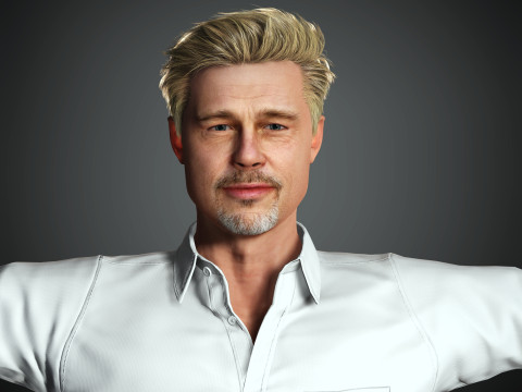 Brad Pitt Low-poly 3D Model