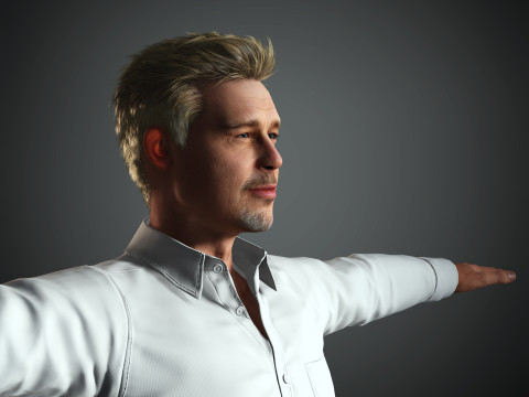 Brad Pitt Low-poly 3D Model