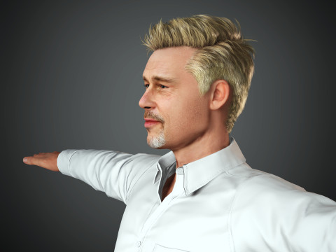Brad Pitt Low-poly 3D Model
