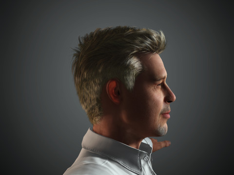 Brad Pitt Low-poly 3D Model