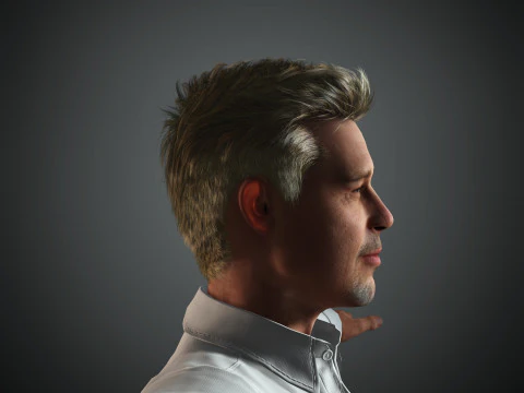 Brad Pitt Low-poly 3D Model