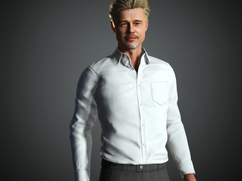 Brad Pitt Low-poly 3D Model