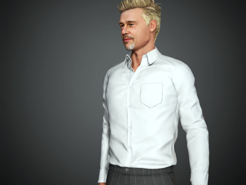 Brad Pitt Low-poly 3D Model
