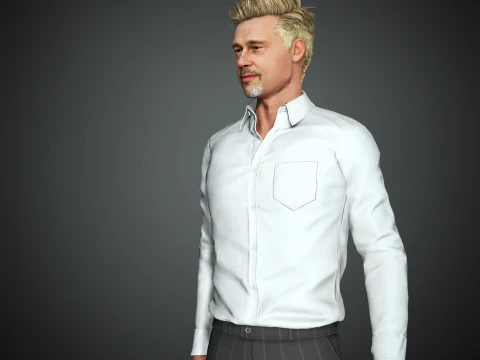 Brad Pitt Low-poly 3D Model
