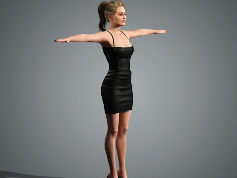 Gigi Hadid Character Low-poly 3D Model