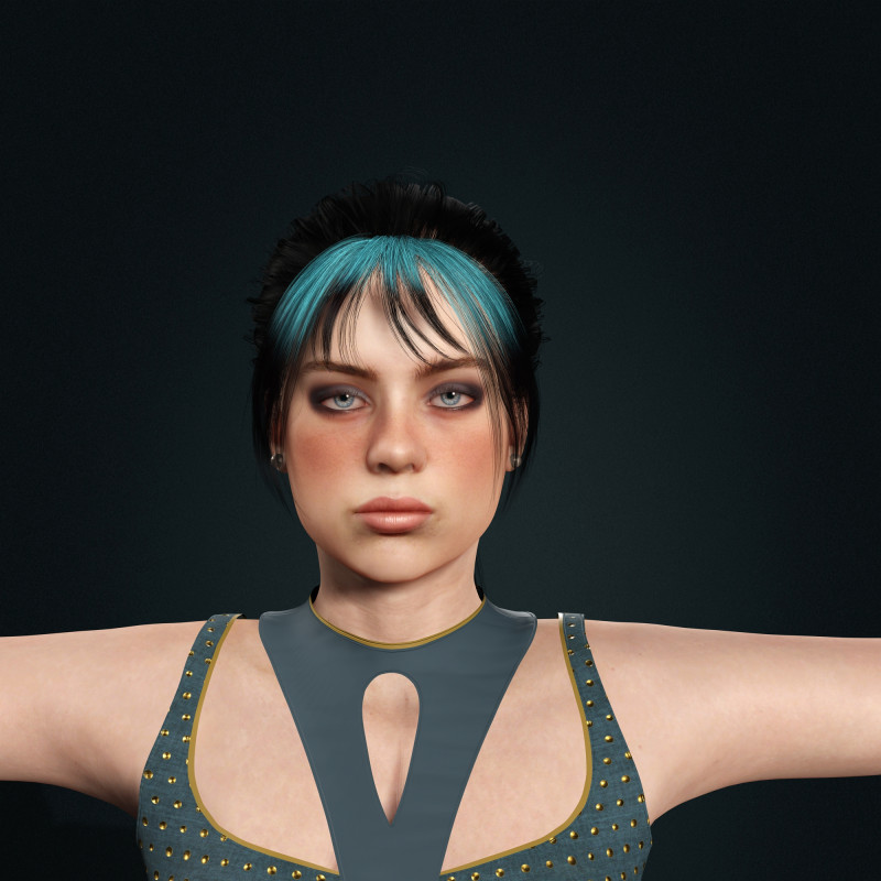 Billie Eilish - Hyper Realistic Low-poly 3D Модель .c4d .max .obj .3ds .fbx .stl .blend