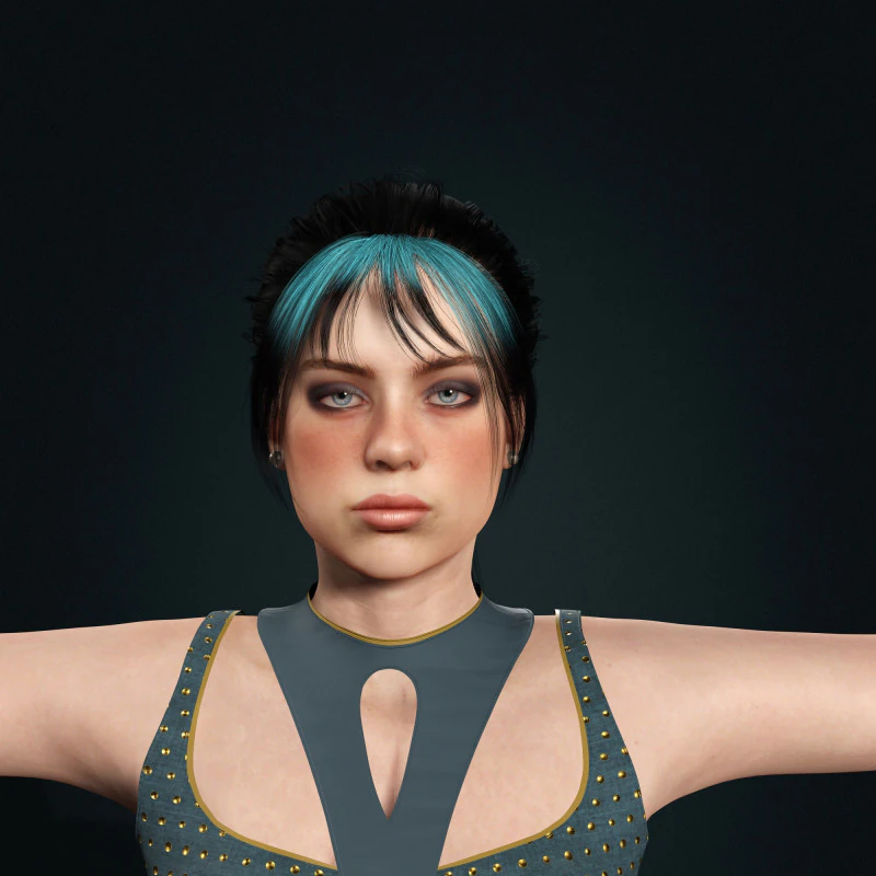 Billie Eilish - Hyper Realistic Low-poly 3D Model .c4d .max .obj .3ds .fbx .stl .blend 