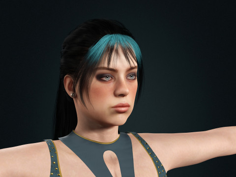 Billie Eilish - Hyper Realistic Low-poly 3D Модель