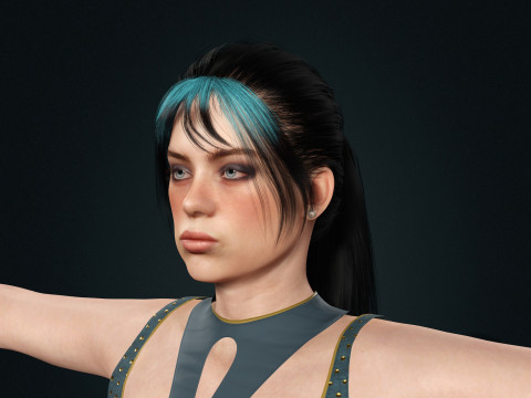 Billie Eilish - Hyper Realistic Low-poly 3D Модель