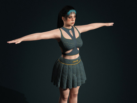 Billie Eilish - Hyper Realistic Low-poly 3D Модель