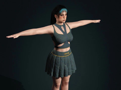 Billie Eilish - Hyper Realistic Low-poly 3D Model