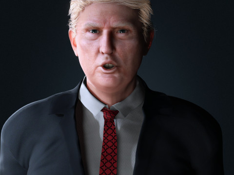 Donald Trump Character Low Poly Modelo 3D