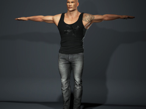 Dwayne Johnson Low-poly 3D Модель